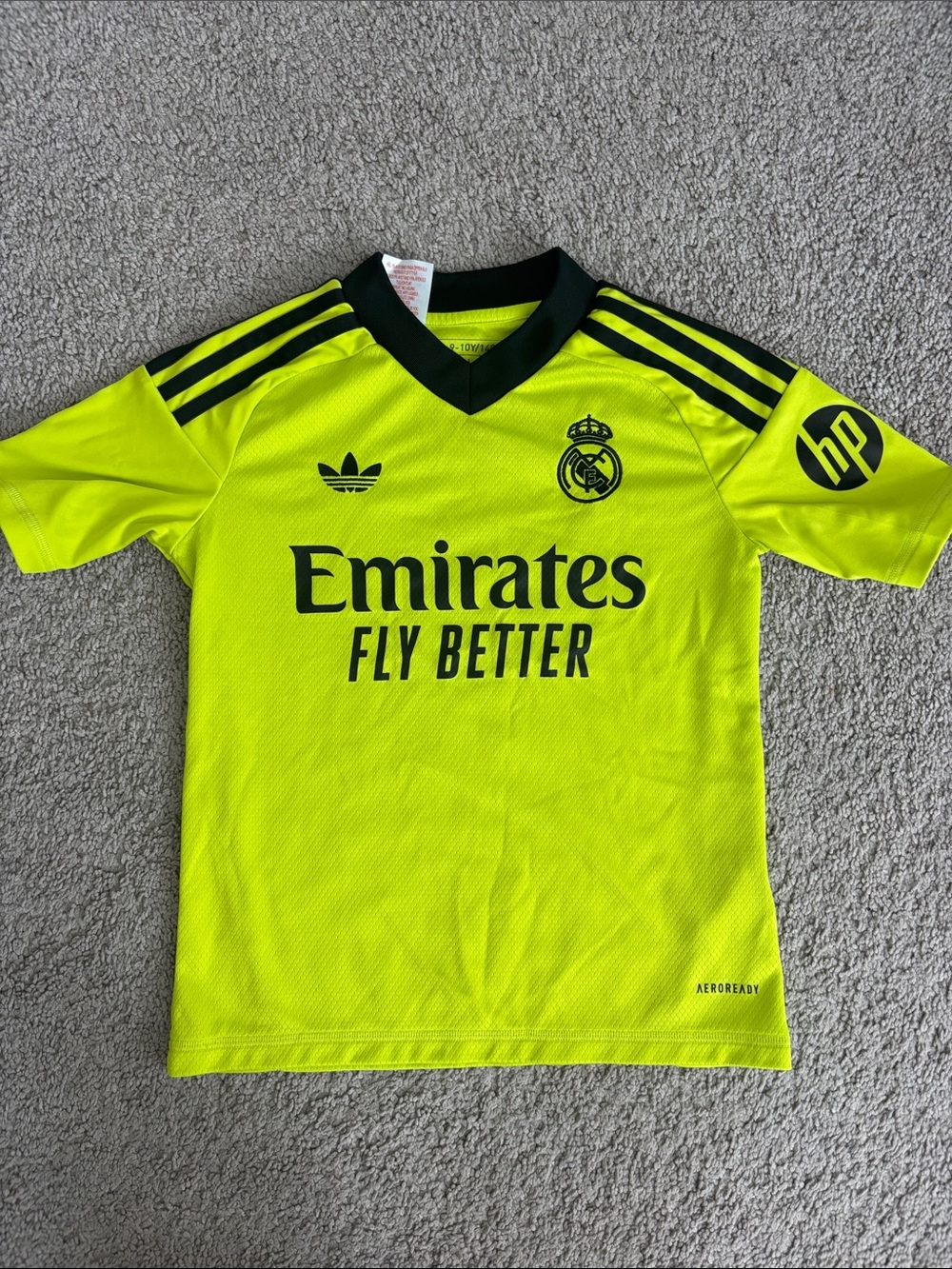 adidas Real Madrid Kids Neon Yellow & Black Soccer Jersey